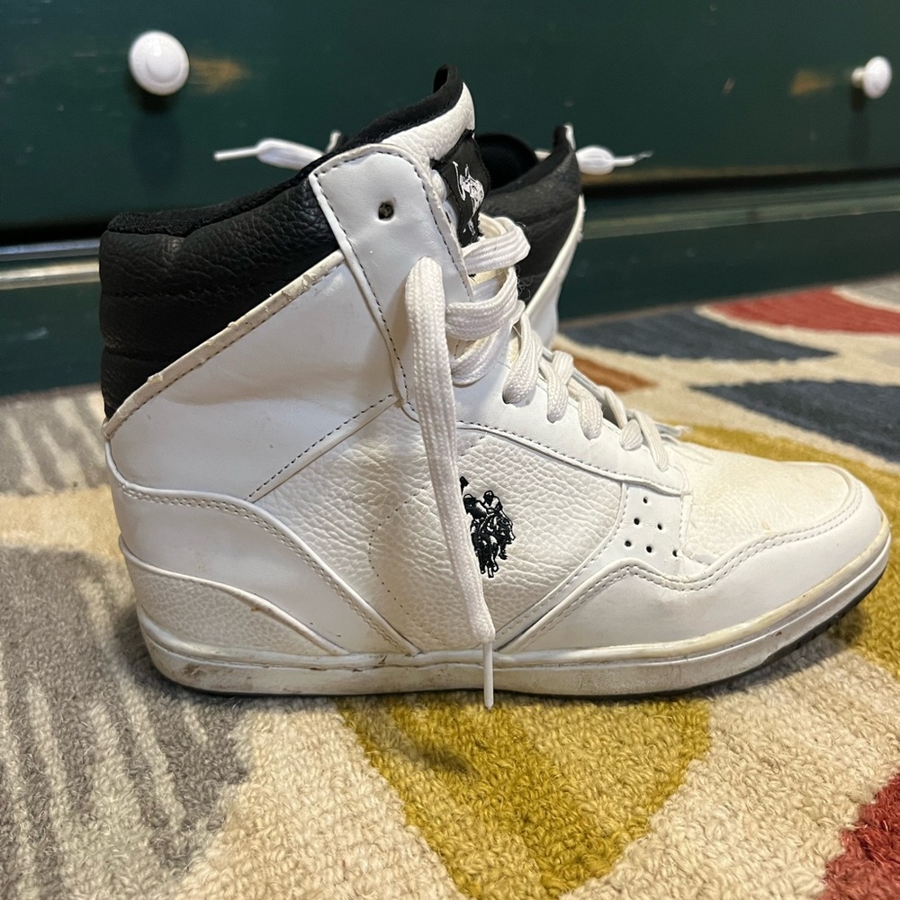 Ralph Lauren Polo White and Black High-Top Sneakers